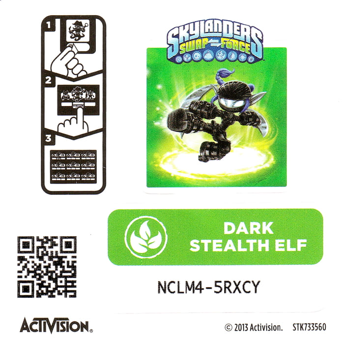 Skylanders Swap Force Dark Stealth Elf Aufkleber