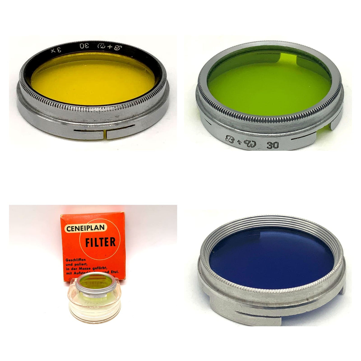 Farbfilter 30mm Auswahl Gelb Gelbgrün Grün Blau Ceneiplan B+W Filter Schwarzweiß