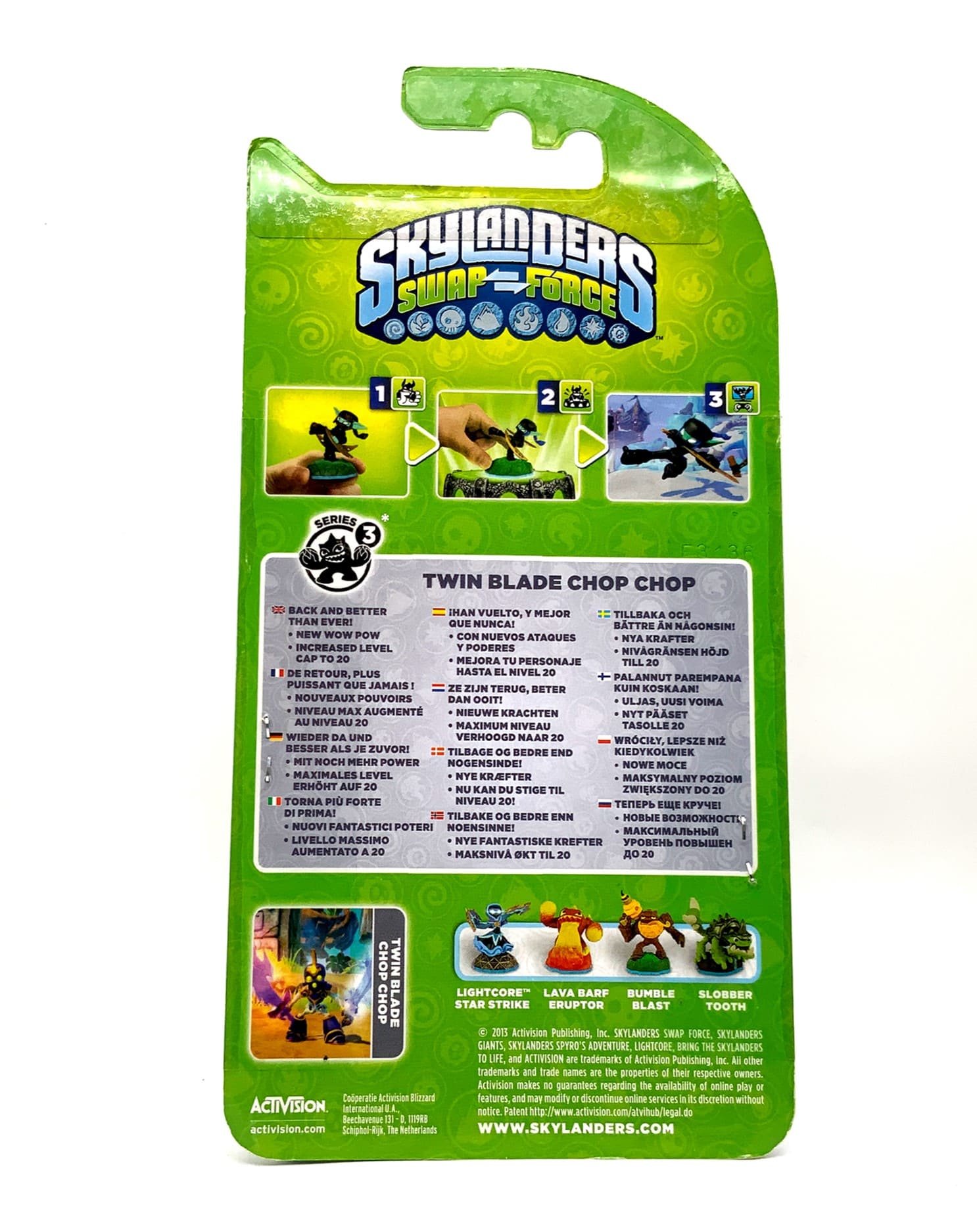Skylanders Swap Force Twin Blade Chop Chop Crystal Green Chase in OVP (geklebt)