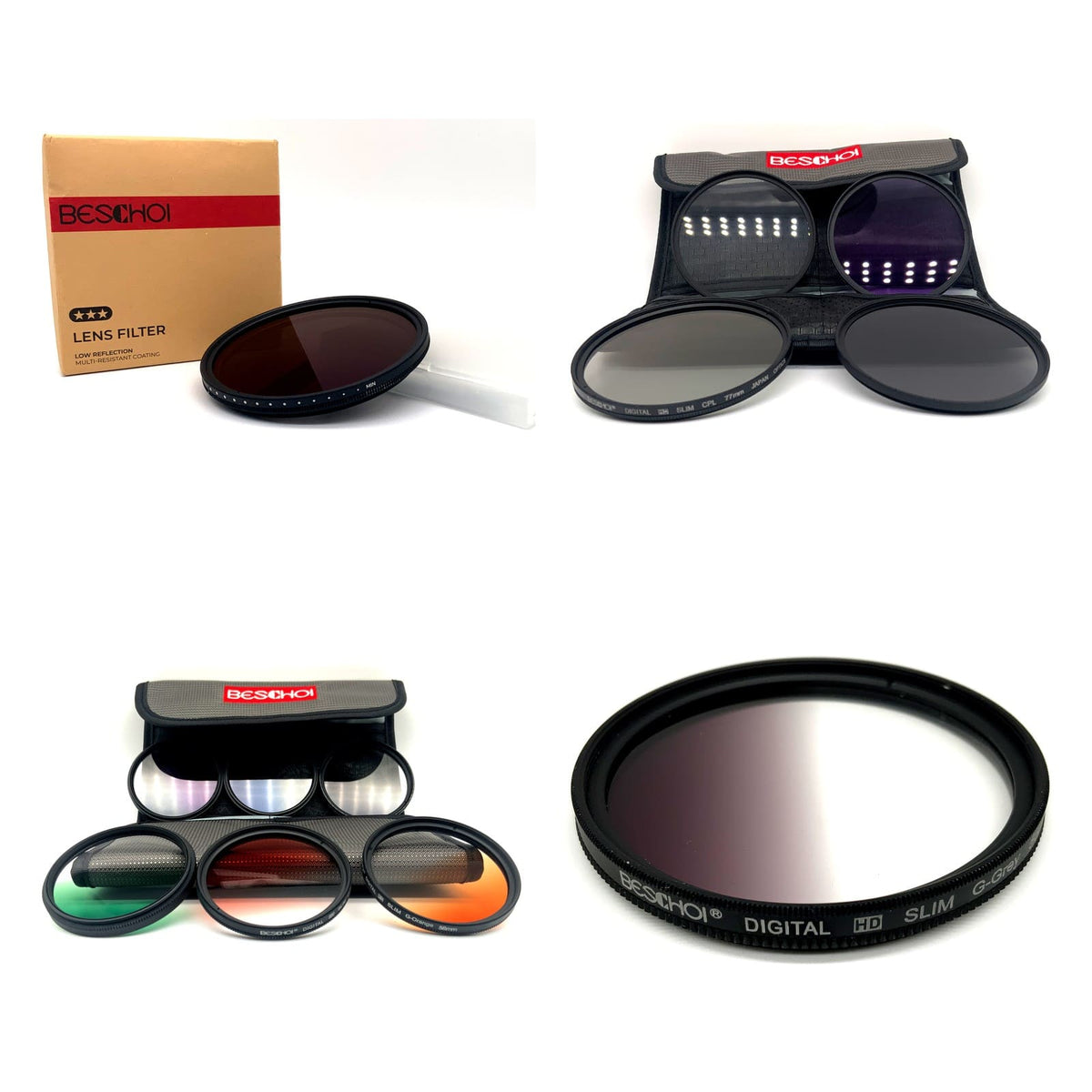 Beschoi Filter Auswahl Filterset Graufilter Verlaufsfilter 52mm Objektivfilter